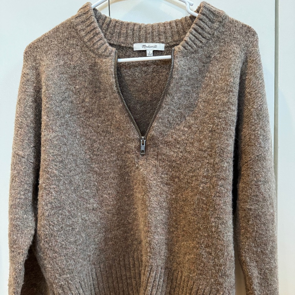 MADEWELL York Quarter Zip in Brown, size small